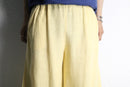 cream beige linen wide baggy flare pants