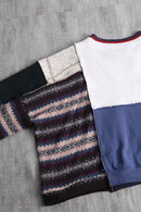 “Re:make”patchwork memory cropped sweat