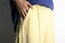 cream beige linen wide baggy flare pants
