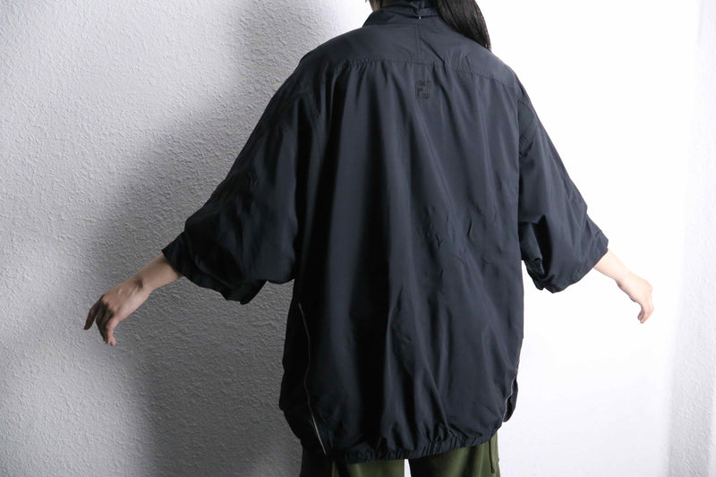 black poly half-zip pullover