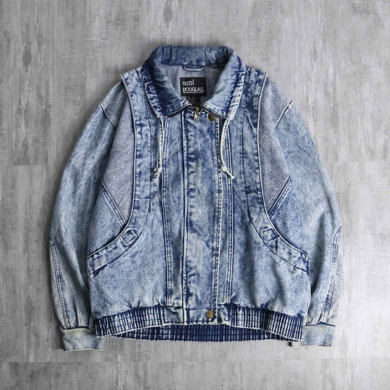 wash indigo deformed zip up denim blouson