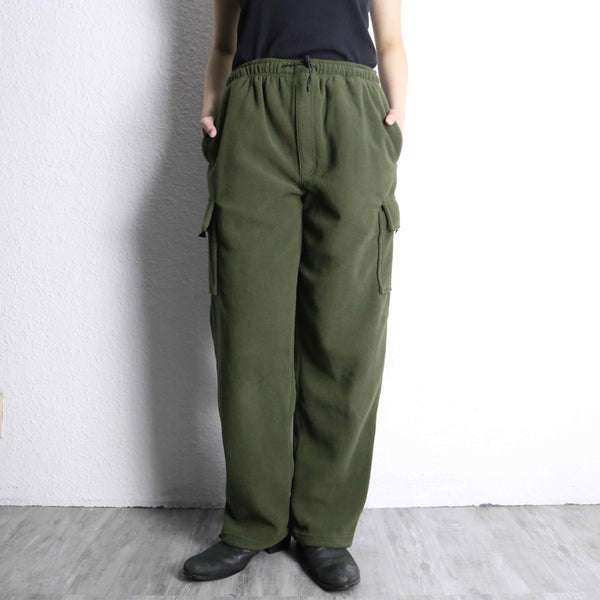 olive fleece easy cargo pants