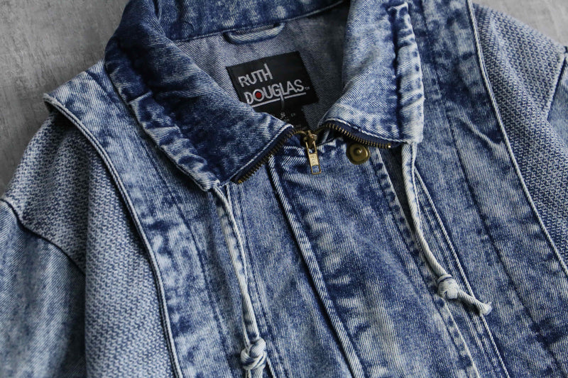 wash indigo deformed zip up denim blouson