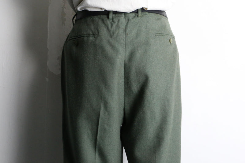 moss green 2tuck wide tapered wool slacks