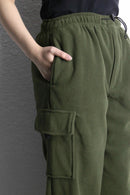 olive fleece easy cargo pants