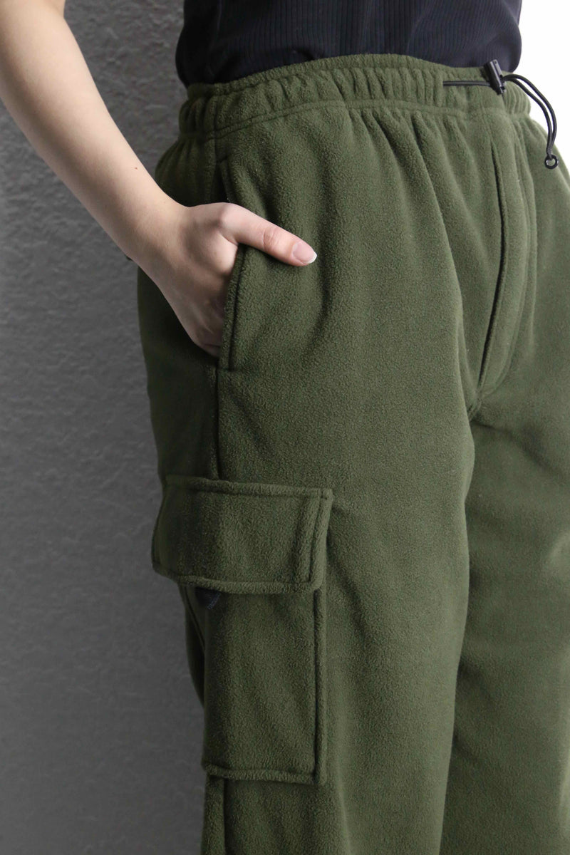olive fleece easy cargo pants