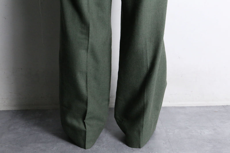 moss green 2tuck wide tapered wool slacks