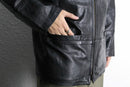 soft leather middle coat