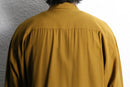 mustard check collarless shirt