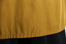 mustard check collarless shirt