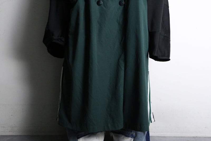 "Re:make" track docking green smooth long coat