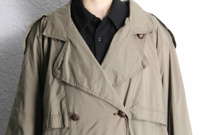 sand beige color poly long trench coat