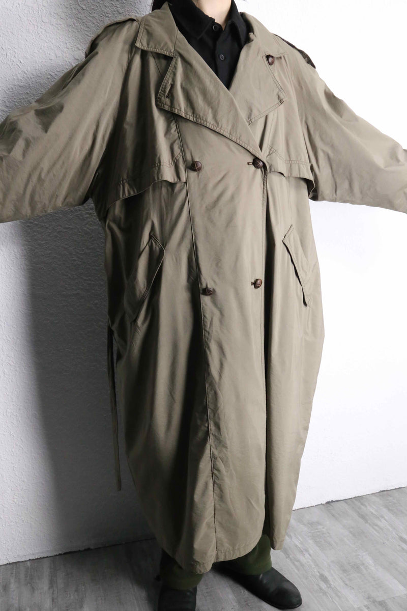 sand beige color poly long trench coat