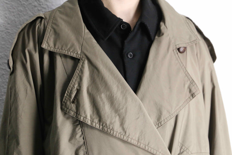 sand beige color poly long trench coat