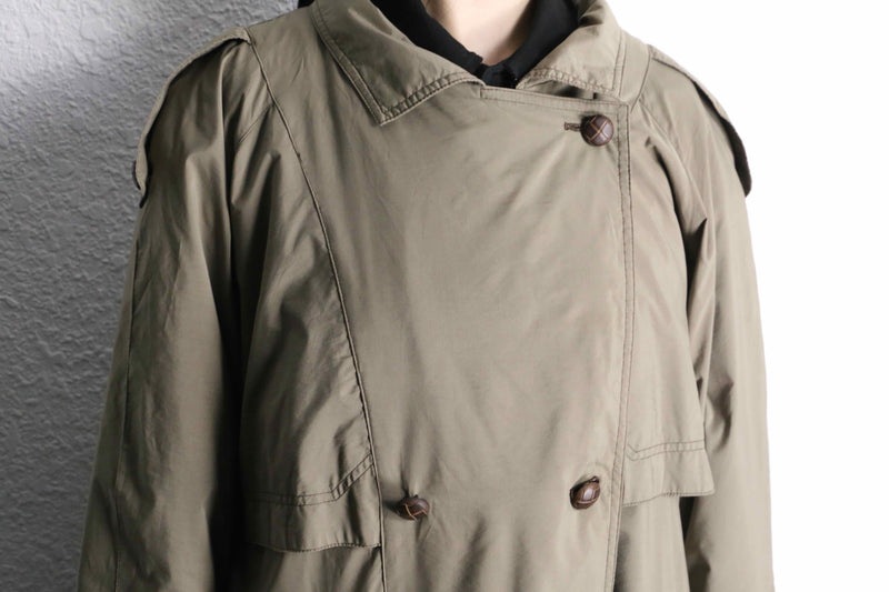 sand beige color poly long trench coat