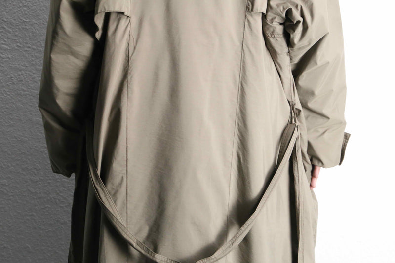 sand beige color poly long trench coat