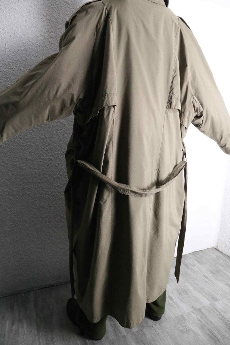 sand beige color poly long trench coat