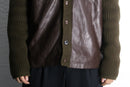 brown leather × brown knit switch cardigan