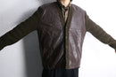 brown leather × brown knit switch cardigan