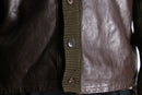 brown leather × brown knit switch cardigan