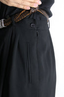 draped black wide pants