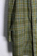 multi line tartan check hidden placke middle chesterfield coat