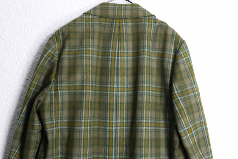multi line tartan check hidden placke middle chesterfield coat
