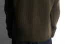 brown leather × brown knit switch cardigan