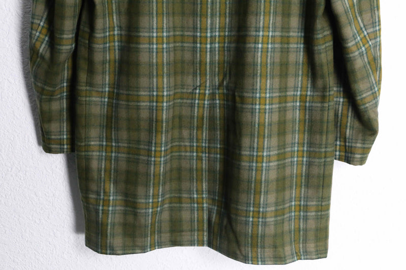 multi line tartan check hidden placke middle chesterfield coat