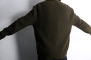 brown leather × brown knit switch cardigan
