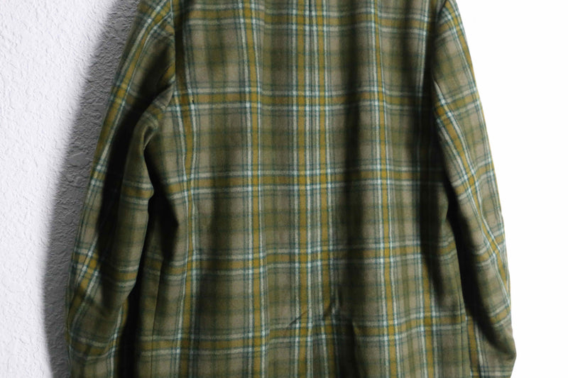 multi line tartan check hidden placke middle chesterfield coat