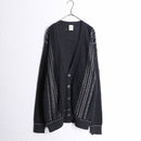 gray color multi design stripe knit cardigan