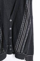 gray color multi design stripe knit cardigan