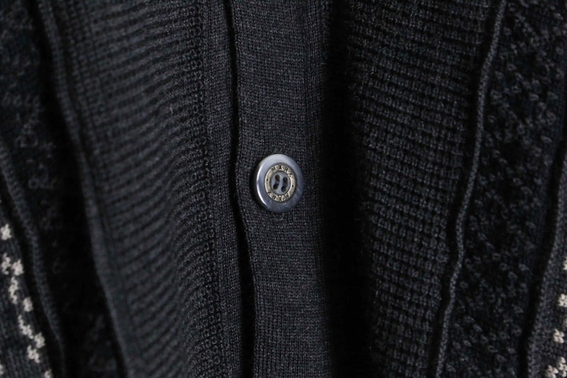 gray color multi design stripe knit cardigan