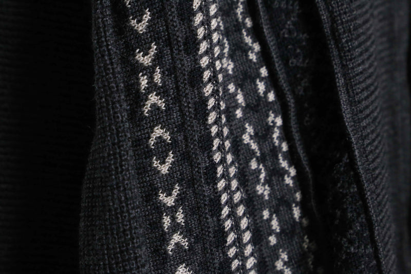 gray color multi design stripe knit cardigan