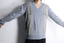 leather side panel split-neck knit