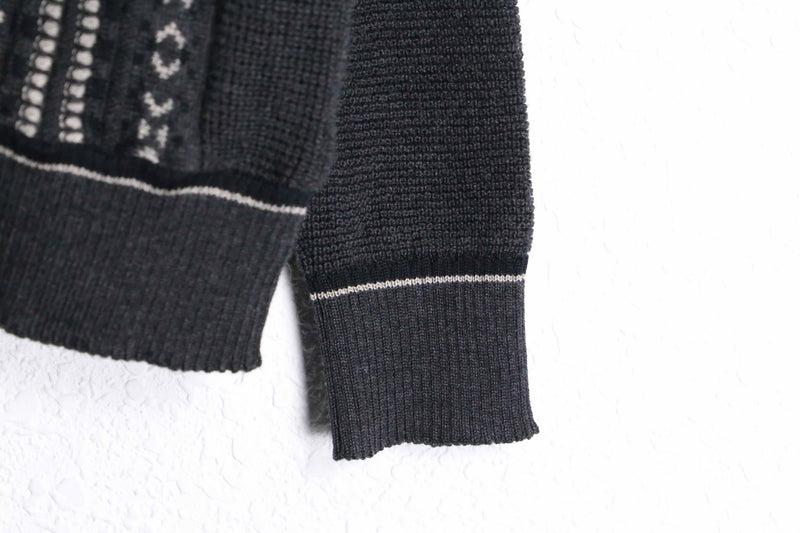 gray color multi design stripe knit cardigan