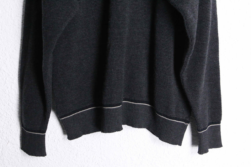 gray color multi design stripe knit cardigan