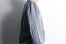 leather side panel split-neck knit