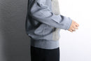 leather side panel split-neck knit
