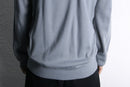 leather side panel split-neck knit