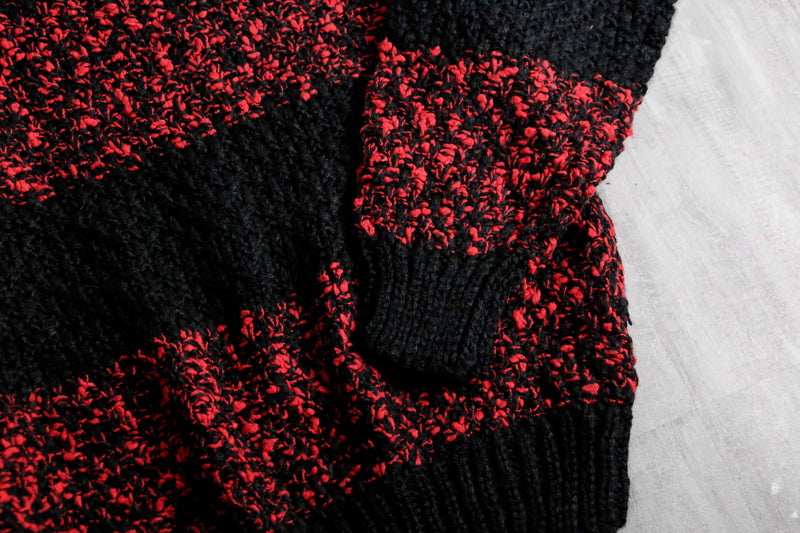 1980-90s melange border acryl knit