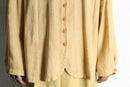 "FLAX" beige one color linen collarless shirt