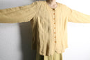 "FLAX" beige one color linen collarless shirt