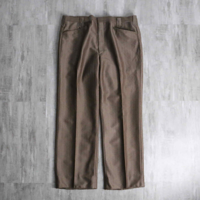 70’s “Circle S” shiny brown poly wide tapered dress pants