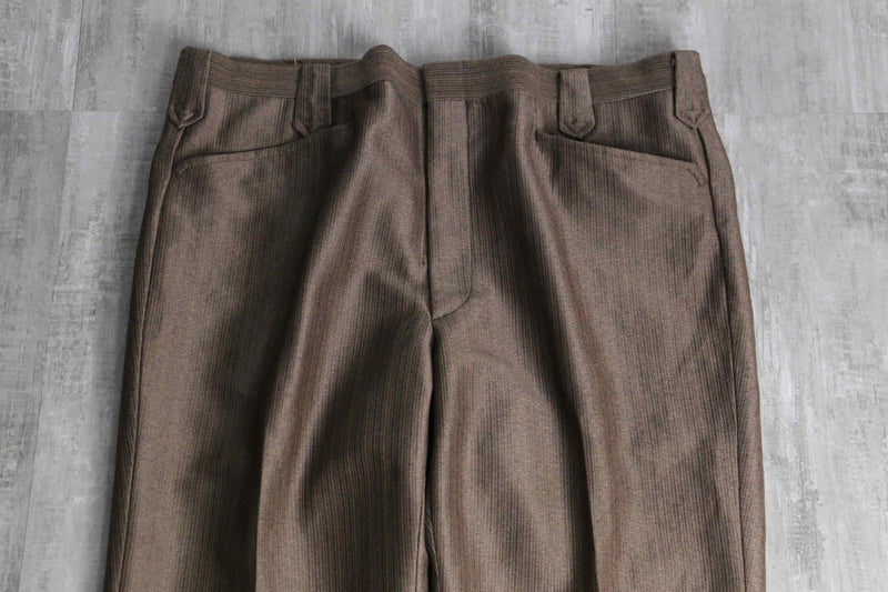 70’s “Circle S” shiny brown poly wide tapered dress pants