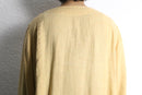 "FLAX" beige one color linen collarless shirt