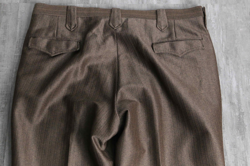 70’s “Circle S” shiny brown poly wide tapered dress pants
