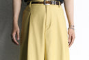 cream yellow 1 tuck wide flare pants