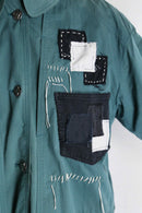 "Re:make" mint green patchwork coat
